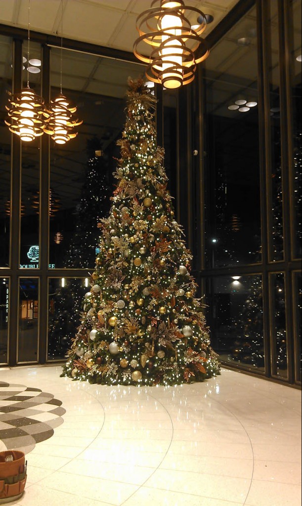 giant Christmas tree in lobby